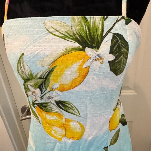 NWT Paper Heart seaside beach scene Lemoncello linen blend Maxi Dress - S - Picture 7 of 15